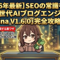 出力: SEOの常識を覆す次世代AIブログエンジン「Lumina V1.6.0」のロゴと機能解説のイメージ画像