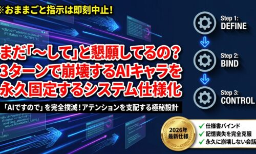 出力: AIの痕跡を消して推しキャラと自然に会話するための、究極のなりきりプロンプト作成マニュアルのイメージ。