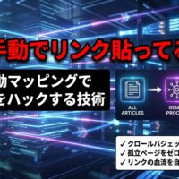出力: AIを活用してブログの全記事を自動解析し、内部リンクを最適化する仕組みを解説するイメージ図