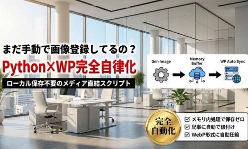 出力: PythonとWP REST APIでGemini生成のアイキャッチを自動設定する仕組みの解説図