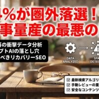 出力: 2026年8月Googleスパムアップデートによる順位変動のグラフとSEO対策を解説する記事のアイキャッチ画像