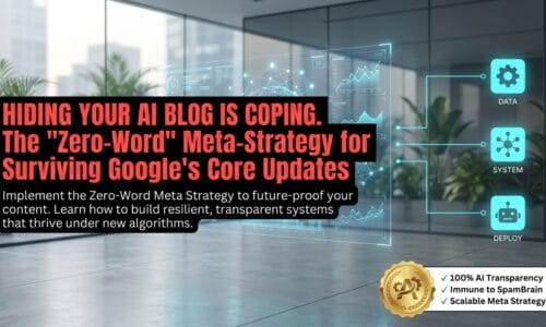 出力: Googleのペナルティを回避しAIブログで生き残るためのメタ戦略を解説するアイキャッチ画像