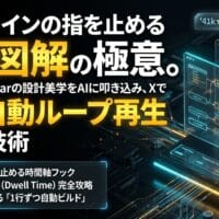 出力: GitHubで41kスターを獲得した動く図解の設計美学を反映し、Xで自動ループ再生させる技術を解説するアイキャッチ画像。