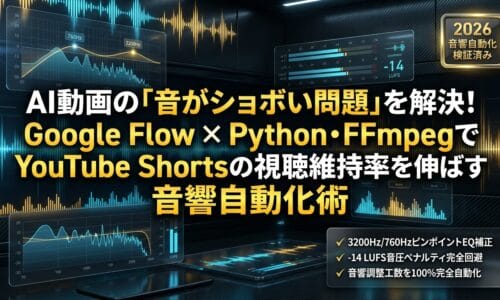 出力: Google FlowとPythonを活用してAI動画の音質を自動向上させ、YouTube Shortsの視聴維持率を高める方法を解説するアイキャッチ画像