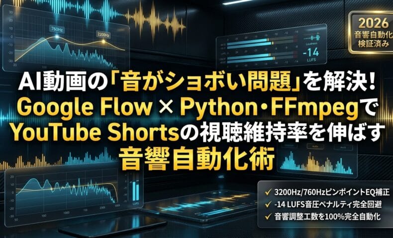 出力: Google FlowとPythonを活用してAI動画の音質を自動向上させ、YouTube Shortsの視聴維持率を高める方法を解説するアイキャッチ画像