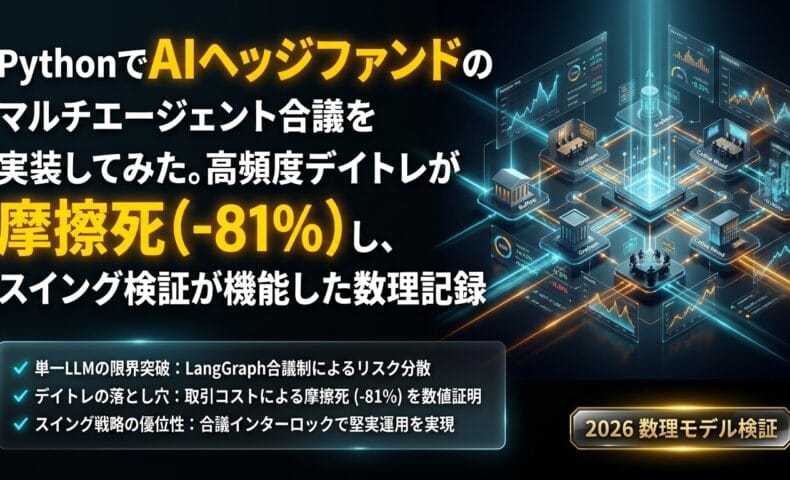 出力: PythonのマルチエージェントAIによる投資戦略の比較結果を示すグラフと、デイトレードおよびスイングトレードの収益推移。